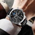 LIGE Men Watch Luxury Leather Waterproof Sport Quartz Wristwatch Chronograph Military Watch for Men Relogio Masculino Men‘s Gift 8953.