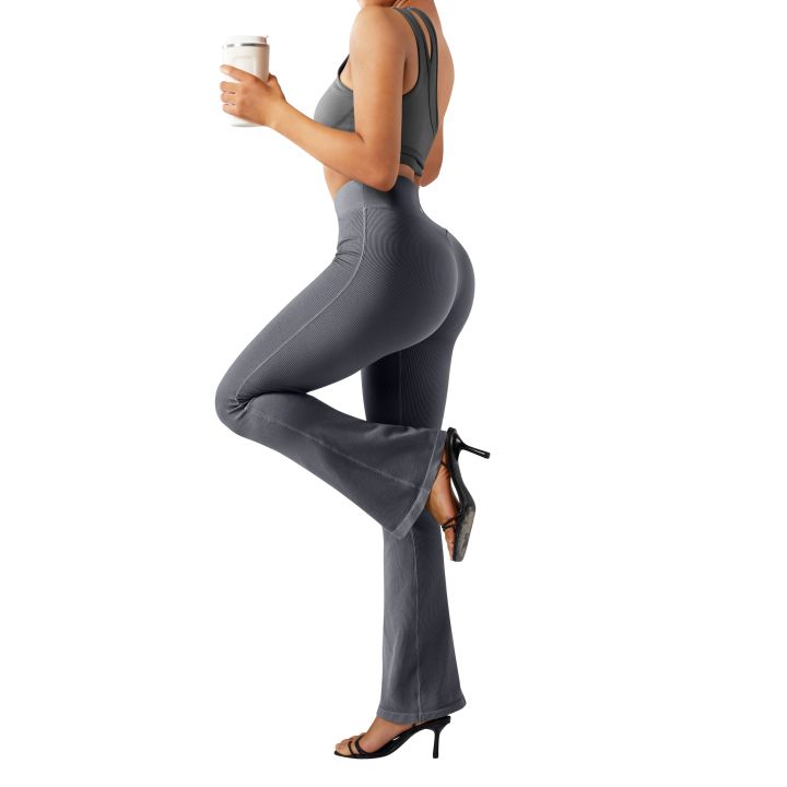 Flared%20Leggings%20Ribbed%20Crossover%20V%20Waist%20Women's%20Yoga%20Pants%20Control%20Tummy%20High%20Waist%20Wide%20Leg%20Pants%20Casual%20Flare%20Pants%20Female%20-%20Image%207