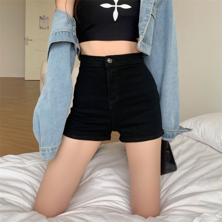 Black%20Jeans%20Women's%20New%20High%20Waist%20Tight%20Hot%20Girl%20Super%20Short%20Shorts%20Outdoor%20All-Matching%20PantsaWord%20Hot%20Pants%20Wholesale%20-%20Image%204