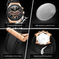 OLEVS Watch For Men Waterproof Original New Fashion Trendy Diamond Multifunction Chronograph Sport Silicone Strap Casual Calendar Luminous 9911.