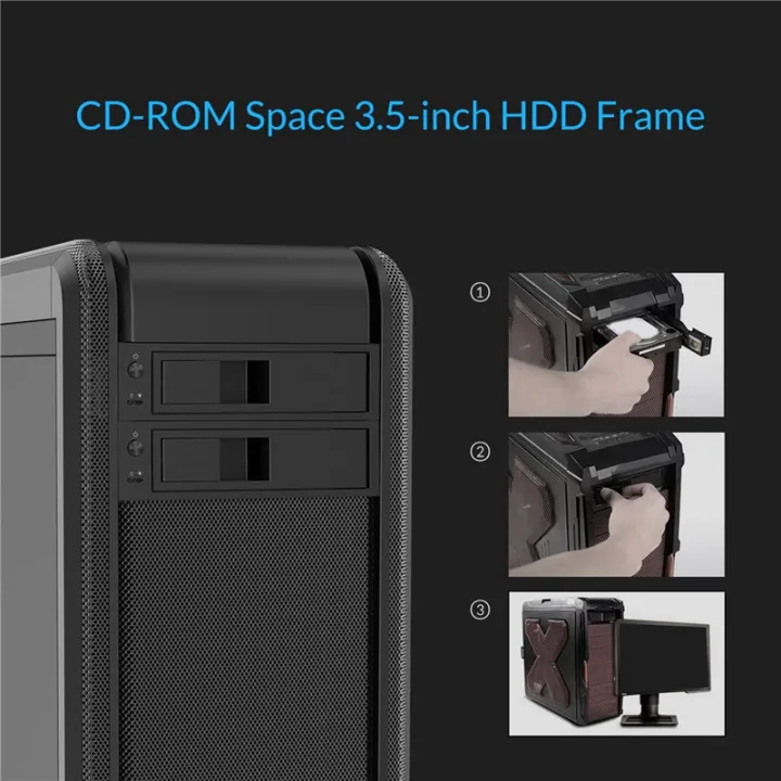 2X%201106SS%205.25%20Trayless%20Hot%20Swap%20Mobile%20Rack%20CD-ROM%203.5%20Inch%20Internal%20SATA%20Hard%20Drive%20SSD%20Adapter%20-%20Black%20-%20Image%205