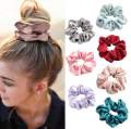 5Pcs/Set Matte Small Intestine Hair Ring Silky Satin Hair Scrunchies Simple Versatile Ponytail Holder Sweet Solid Color Headwear.