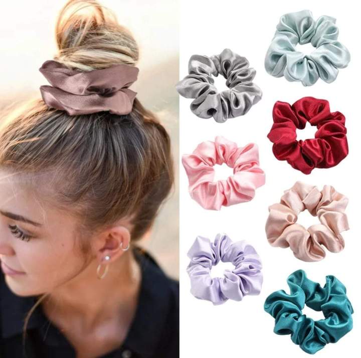 5Pcs/Set Matte Small Intestine Hair Ring Silky Satin Hair Scrunchies Simple Versatile Ponytail Holder Sweet Solid Color Headwear