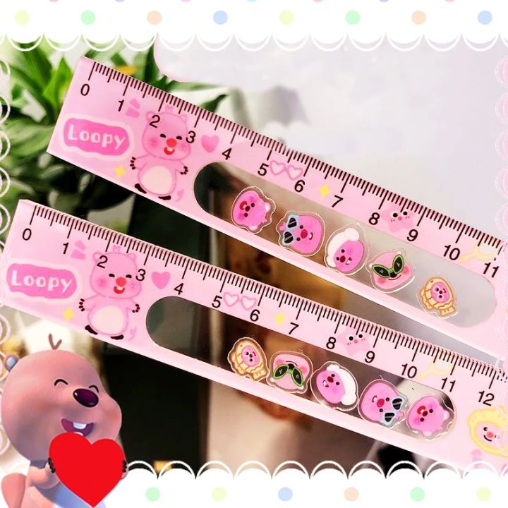 Loopy 15Cm Rulers Kawaii Students Stationery Measurement Math Class Trendy Cartoon Stylish Lovely Cute Kids Gift Gift School
