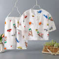 2024 Children's Pajama Set Summer Boys and Girls Baby Thin Cardigan Home Cotton Silk Air Conditioning Clothing.