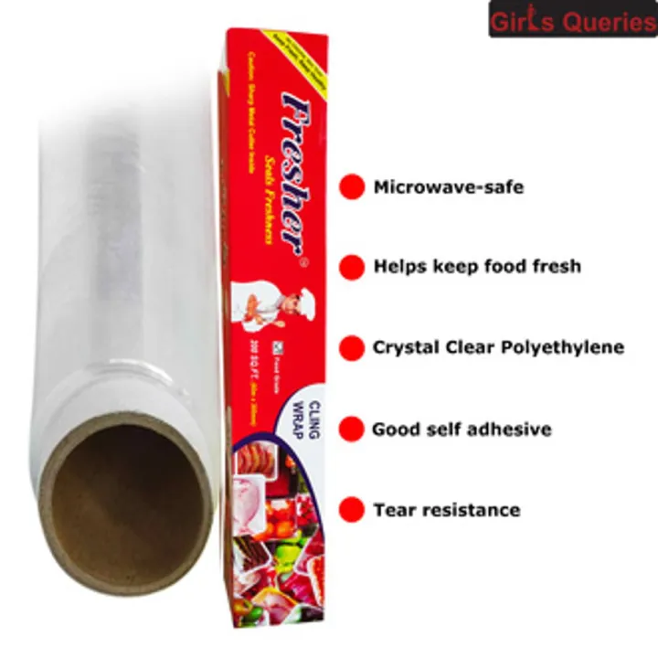 Fresher Plastic Stretch Cling Wrap Wrapping Paper Clear Food Grade PE Vinyl Film 60 meter Roll best food Wrapping paper for Keeping Food Fresh