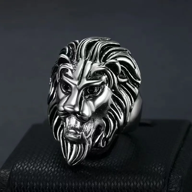 High Quality Casting Silver Gold Stainless Steel Lion Head Ring - Main Image