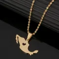 Stainless Steel Trendy Mexico Map Pendant Necklace Gold Color Mexican Maps Heart Jewelry. 