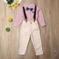 Baby Kids Boys Outfit Clothes Striped Flower Bow Tie Gentleman Suit. 