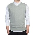Spring Autumn Winter Solid Color Sweater Men's V-neck Bottoming Knitting Knitted Sweater Sleeveless Pullover Vest Sweater Men. 