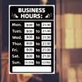 Hours Sign Double Sided Open/Closed Sign Will Return Clock with Black Vinyl Number Sticker for Business Store. 
