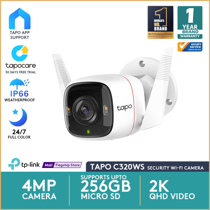TP-Link Tapo C320WS 4MP Outdoor Security Wi-Fi Full-Color Night Vision IP  Camera with Ultra-High-Definition Video