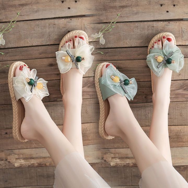 Soft%20sole%20non-slip%20wear%20sweet%20girl%20sandals%202024%20new%20summer%20bow%20flat%20fashion%20and%20versatile%20beach%20shoes%20-%20Image%203
