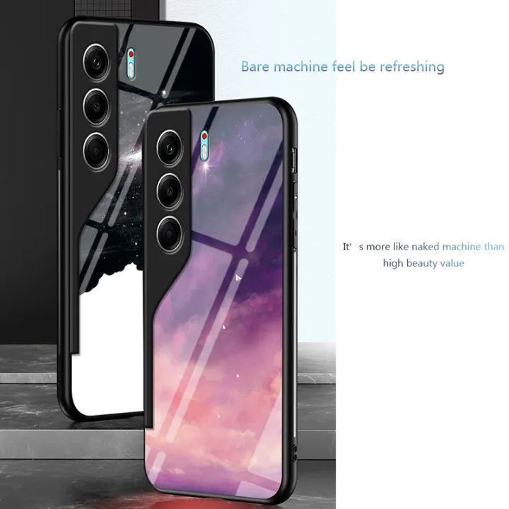 Biruiqu%20For%20Tecno%20Camon%2040%20Pro%20Starry%20Colorful%20Tempered%20Glass%20Back%20Soft%20Silicone%20Edge%20Case%20Cover%20-%20Image%205