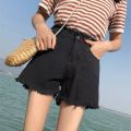 Niche design sense high waist loose and versatile jeans women's summer 2024 new thin and versatile wide-leg short pants. 