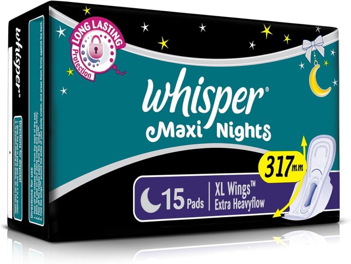 Whisper%20Maxi%20Overnight%20Sanitary%20Pads%20-%20XL%20Wings%2015%20Units%20-%20Image%202