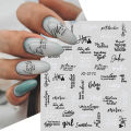 ABC Word Black Letters Nail Sticker for 3D Nails Art Decorations Design Sliders Abstract Face Decals Foil Manicure Accessories. 