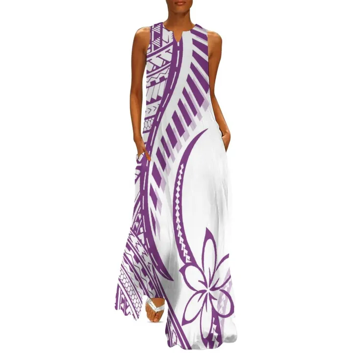 Custom%20Made%20Red%20Print%20Polynesian%20Style%20Women%20Off%20Shoulder%20Dress%20V-neck%20Women%20Beach%20Elegant%20Maxi%20Sleeveless%20Long%20Dresses%20-%20Image%204