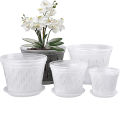 1Pc Flowerpot With Tray Planter Drainage Pots With Holes Transparent Orchid Pots Mystic. 