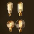 Retro Edison Bulb E27 220V 40W Light Bulb A60 ST58 ST64 T10 T45 T185 G80 G95 Filament Vintage Ampoule Incandescent Spiral Lamp. 