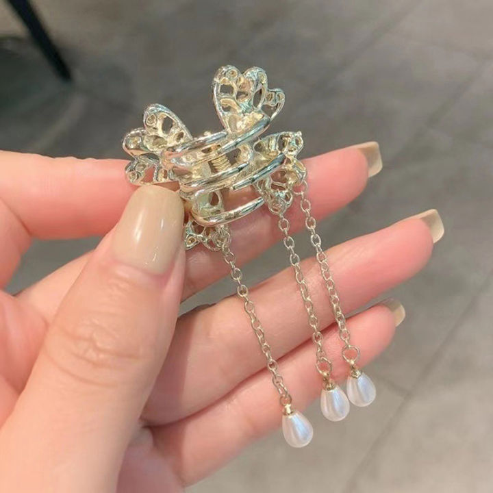 Pearl%20Rhinestone%20Tassel%20Butterfly%20Clip%20Female%20Temperament%20Hair%20Accessories%20Hair%20-%20Image%204