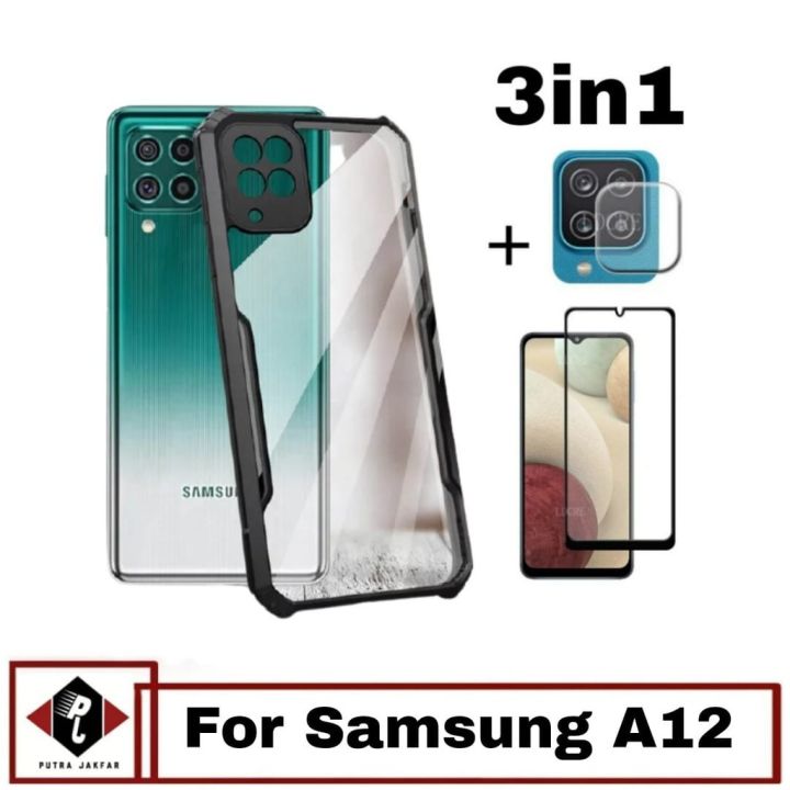 For Samsung Galaxy A12 (3IN1) Combo Back Cover, 9HD Clear