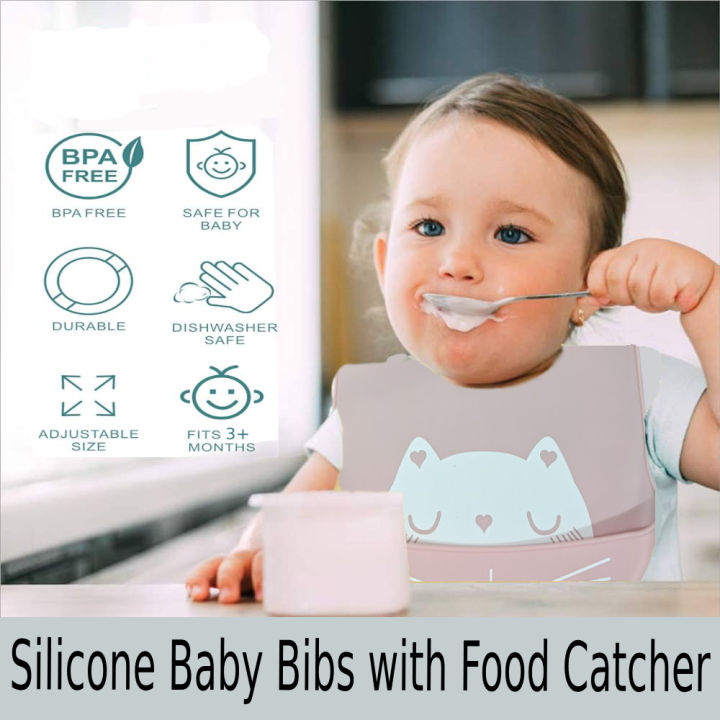Silicone Baby Bibs with Food Catcher | Daraz.com.bd