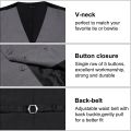 Fashion Gray Classic Waistcoat Sleeveless Slim Fit Men's Vest and Red Necktie for Business Wedding Party V-neck Vests for Man.