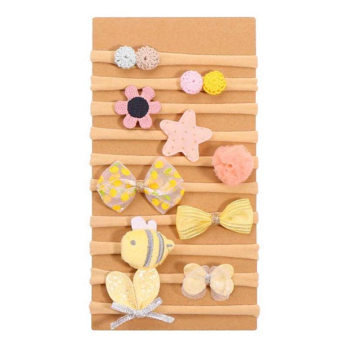 10Pcs/Set Cute Baby Girl Hair Accessories Bows Crown Newborn Baby Headband Hair Bands Children Kids Haarband Girl Hair Clips