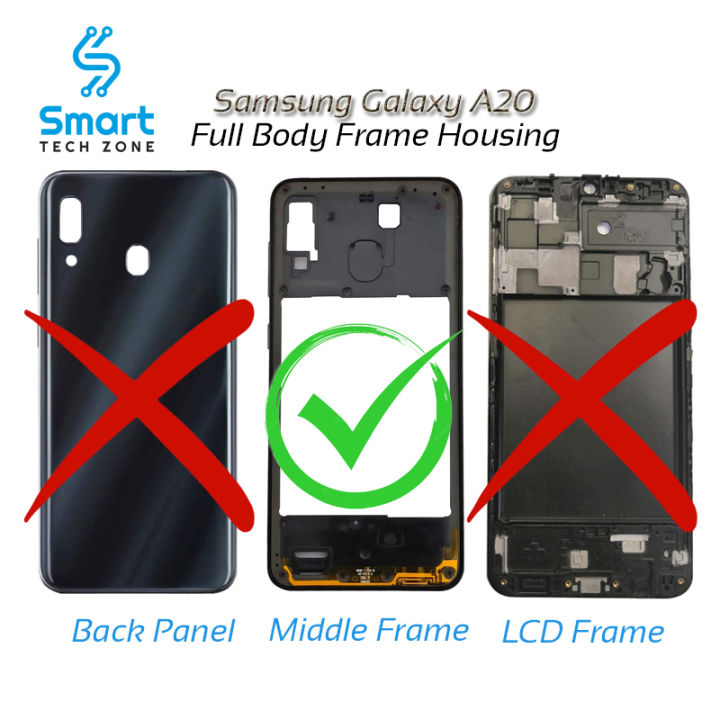 Samsung Galaxy A20 Middle Frame (Without LCD Frame Panel and Back Panel)