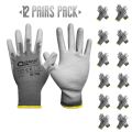 QEARSAFETY 12 Pairs PU Thin Work Safety Gloves, Multi-Function, Light-Weight, Anti-Slip, Breathable,Fit To Hand,Soft. 