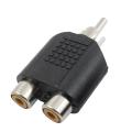 RCA Y Splitter AV Audio Video Plug Converter Charging Adapter 1-Male to 2-Female Cable Adapter (Black). 