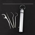 Portable Toothpicks Stainless Steel Tooth Pick Sticks Pocket Toothpick with Holder for Teeth Cleaning & Teeth Care 4 Types with Key Rings. 