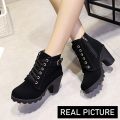 Women Boots Shoes With Heel WB-85 Imported Korean Design PU Leather Ankle Boots Western Outfit Leg Toe Cover Fashionable Shoes For Girls And Ladies. 