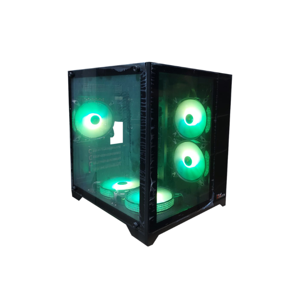 PC Power Ice Cube Black Micro ATX Gaming Casing with 350Watt 2Years Warranty Poswer Supply & 5 ARGB Casing Fan