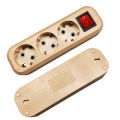 Original EU Three Outlet Power Extension Socket Plug 250V 16A Adapter Power Strip Socket Portable Without Cable Wood Grain. 