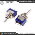 3Pin/6Pin SPDT and DPDT Self-Lock TOGGLE Switch MTS202 AC 125V 6A or 250V 3A Switch Single/Double Pole Double Throw(SPDT) ON-OFF-ON/OFF-ON-OFF Miniature Toggle Switches.