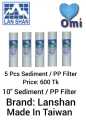 5 Pcs Lan Shan PP filter cartridge Combo Pack (10 Inch). 