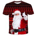 3-14Ys Kids Clothes Santa Claus With Deer Graphic Tee Shirt Merry Christmas T-shirt Boys Girls T-shirts Children Xmas Tshirt Boy. 
