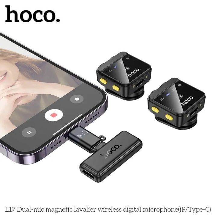 Hoco%20L17%20Dual-Mic%20Magnetic%20Lavalier%20Wireless%20Digital%20Microphone%20%20(iP/Type-C%20)%20-%20Image%204