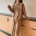 Autumn and Winter Coral Velvet Pajamas Women's Fleece-Lined Thickened Outer Wear Flannel Pajamas Pajama Pants Home Wear Warm Suit.