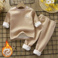 Children's fleece and thickened underwear set, boys' warm autumn clothes, autumn pants, girls' pajamas, and children's autumn and winter two-piece set. 