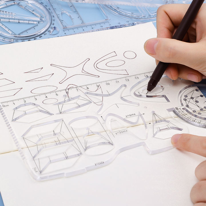 1/3Pcs%20Multifunctional%20Geometric%20Ruler%20Drawing%20Template%20Measuring%20Tool%20For%20Active%20Drawing%20Ruler%20School%20Office%20Supply%20Ruler%20-%20Image%205