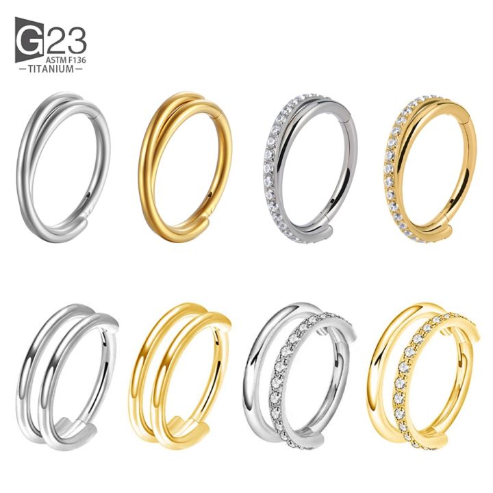 G23 Titanium Implant Grade Hinged Seamless Earrings Clicker Hoop Ring for Cartilage Helix Rook Septum Daith Tragus Conch