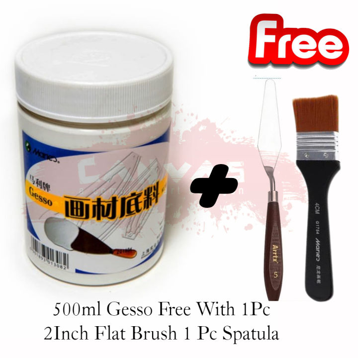 Gesso Combo 500ml Gesso Free With 1Pc 2Inch Flat Brush 1 Pc Spatula