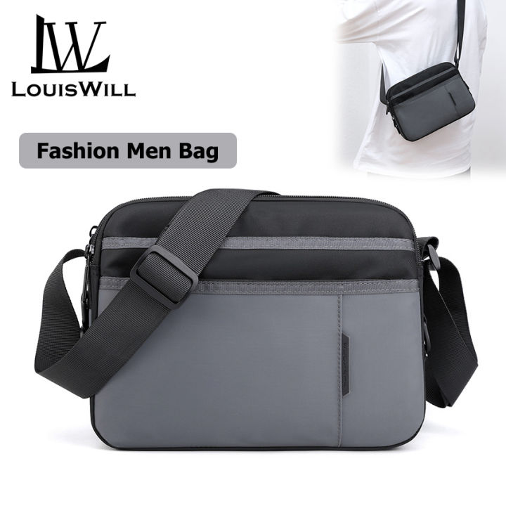 LouisWill Men Bag Fashion Single-shoulder Bag Multi-pocket Men's Messenger Bag Casual Handbag Men's Bag Backpack Portable Crossbody Bag Small Bag Business Briefcase