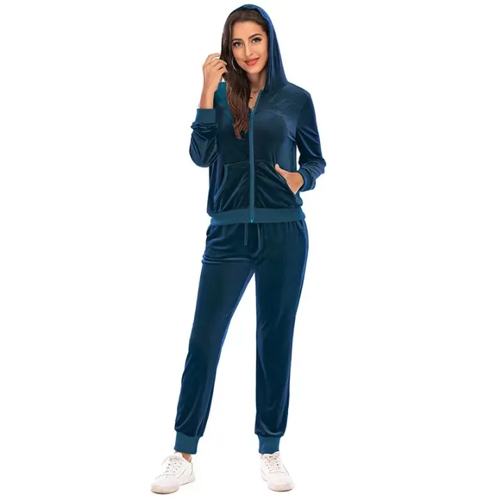 2024%20Autumn%20Velvet%20Tracksuit%20Womens%202%20Piece%20Sweatshirt%20Sweatpants%20Set%20Full%20Zip%20Hoodie%20Sweatsuit%20With%20Pockets%20Casual%20Sportswear%20-%20Image%203