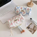 Cute Bow Floral Cosmetic Bag With Zipper Cosmetic Organizer Case Large For Women Luolong. 
