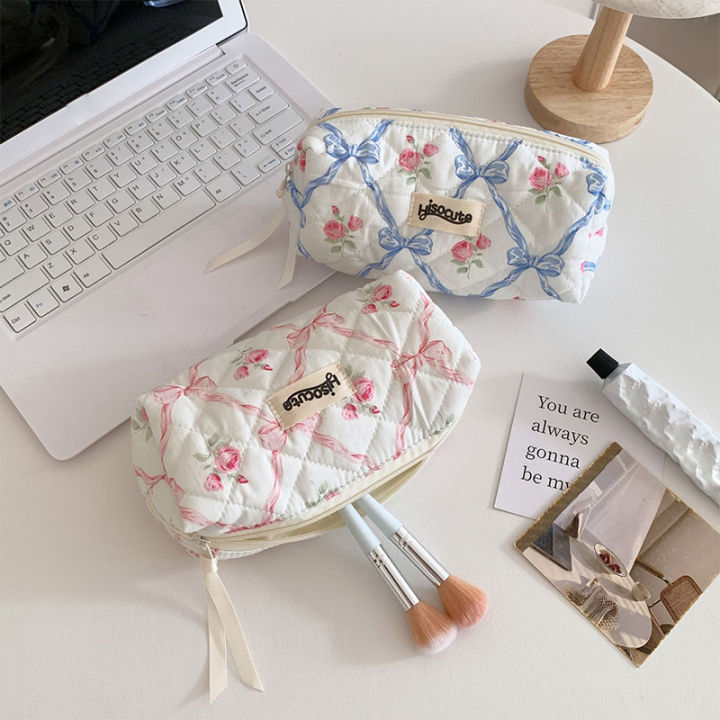 Cute%20Bow%20Floral%20Cosmetic%20Bag%20With%20Zipper%20Cosmetic%20Organizer%20Case%20Large%20For%20Women%20Luolong%20-%20Image%203