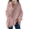 2022 Women Sweater Oversized Turtleneck Pile Collar Autumn Winter Long Sweater Loose Pullover Stretchy Knitwear suéteres свитер.